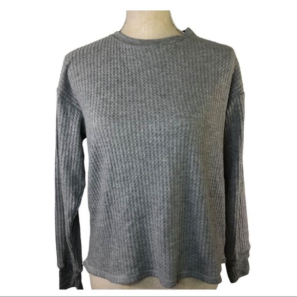 Project Social T Waffle Knit Top High Low Hem Grey Size XSmall Oversized - Picture 5 of 10